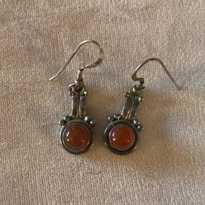 Carnelian sterling silver earrings